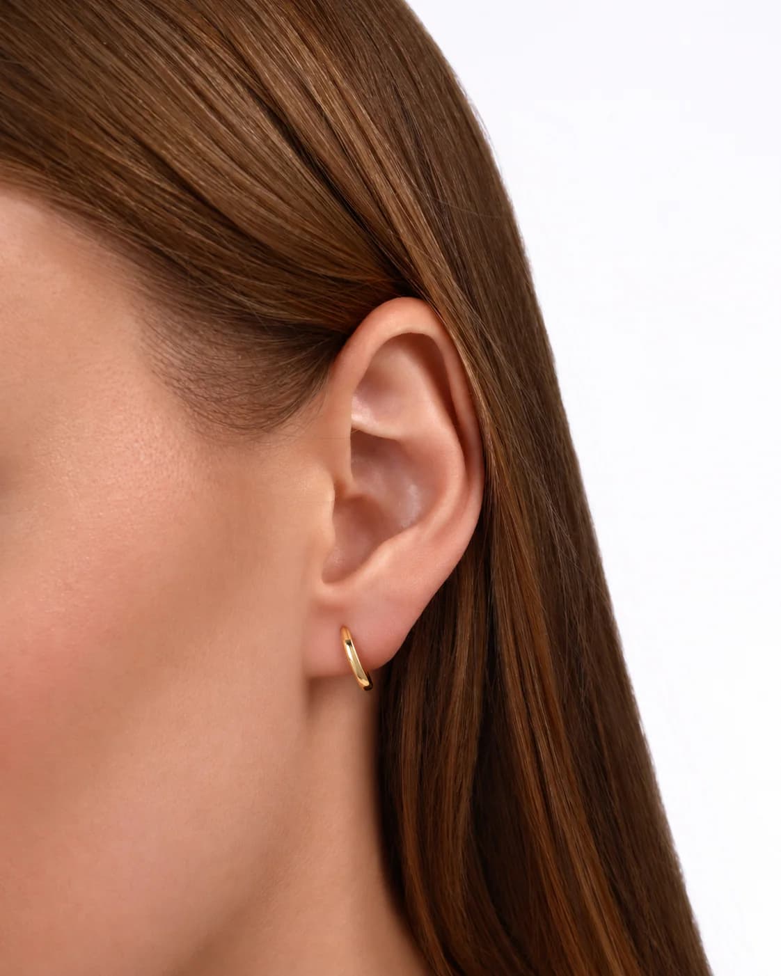14 Ayar Altın Sade Halka Küpe
